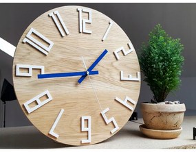 Zegar na ścianę nowoczesny drewniany z dużymi cyframi okrągły cichy loft