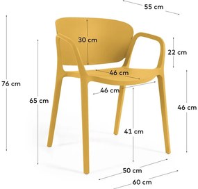 Żółte plastikowe krzesło ogrodowe Ania – Kave Home