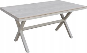 Stół ogrodowy aluminiowy beżowy 150x90x75 cm trwały blat kompozyt drewniany