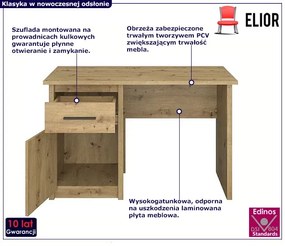 Biurko z szufladą i zamykaną szafką kontenerkiem dąb artisan - Basani 6X