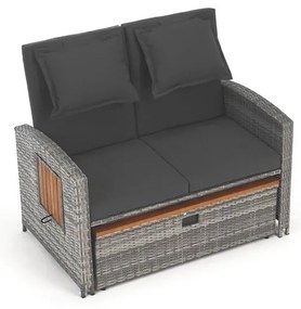 Sofa ogrodowa rattanowa MALORY, szary/naturalny