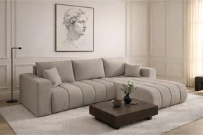 Narożnik z funkcją spania i pojemnikiem MILO PREMIUM, tkanina Wind, Szary, Prawy