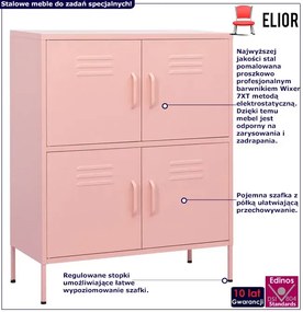 Różowa stalowa szafka do garażu H1-R90