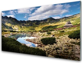 Panel Szklany do Kuchni Błękitne Jezioro u Stóp Gór