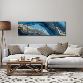 Obraz - Niebieska marmurowa abstrakcja (170x50 cm)