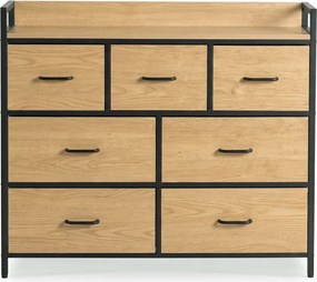 Komoda z Szufladami HUDSON 98 cm Dąb/Czarny Loft