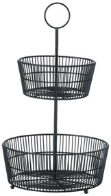 Patera dekoracyjna czarna GEA,  dwa poziomy, wys. 44 cm