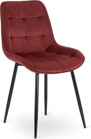 Krzesło Tapicerowane do Jadalni CHRIS Bordowe Welurowe Nowoczesne