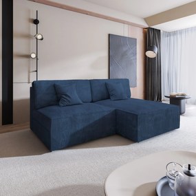 Masseno Narożnik FIORO z funkcją spania i pojemnikiem na pościel Narozniki L, Rozkładana sofa - Niebieski, POSO 05
