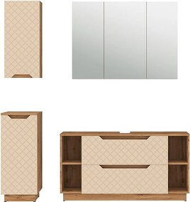 Zestaw mebli łazienkowych dąb/kaszmir ze strukturą płytek 119.2x35x62.5 lotta