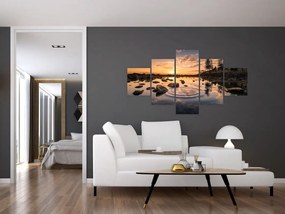 Obraz - Zachód słońca nad jeziorem (125x70 cm)