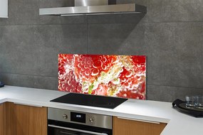 Szkło do Kuchni na Ścianę Truskawki w Kroplach Wody