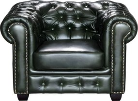 Fotel typu chesterfield 100% skóry bawolej BRENTON - Kolor: zieleń cesarska