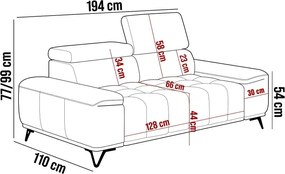 Sofa kanapa PALLADIO z regulowanymi zagłówkami WERSAL