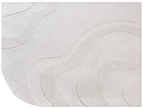 Dywan z wypukłym wzorem i zaokrąglonym rogiem ręcznie tuftowany 100% wełny - 200 x 290 - Kość słoniowa - VELORIA