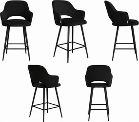 Hoker Milano krzesło barowe tkanina Welur podstawa metalowa : Kolor nogi - Czarna stożek, Kolor tkaniny - VELVET - MG19, Typ siedziska - Siedzisko obrotowe 360°