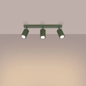 Lampa sufitowa minimalistyczny Gloow, aluminium - 3 źródło światła 3000K - L.45 x H.16.5 cm - zielony oliwkowy