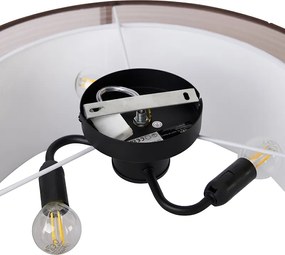 Nowoczesna lampa sufitowa brązowa z białą 50 cm 3-światła - Drum Duo