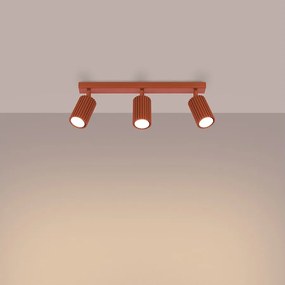 Lampa sufitowa minimalistyczny Gloow, aluminium - 3 źródło światła 3000K - L.45 x H.16.5 cm - ochra czerwona