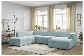Jasnoniebieski sztruksowy narożnik modułowy (lewostronny/w kształcie litery U) Megeve – Bobochic Paris