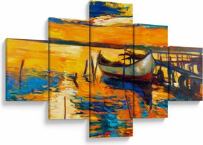 Obraz - Łódź o zachodzie słońca (125x70 cm)