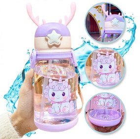 Plastikowa butelka dla dzieci ze słomką UNICORN 600 ml