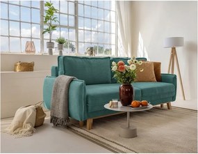 Turkusowa sztruksowa rozkładana sofa 218 cm Tori – Bonami Selection