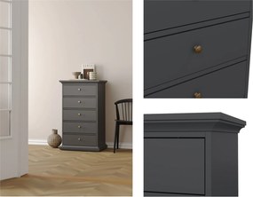 Wąska komoda Paris z 5 szufladami, kolor szary