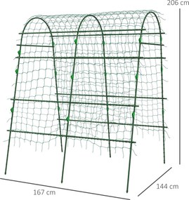 Outsunny Trellis, Podpora dla roślin pnących, Regulowane szpaler, Siatka roślinna, Konstrukcja roślinna do ogrodu, balkonu, stal, zielony, 144 x 167 x 206 cm