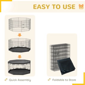 PawHut Wybieg dla Szczeniąt, Wysokość 76 cm/ok. 2,5 m², 8 Paneli, Płachta Podłogowa, Kombinowana Pokrywa Dachowa