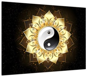 Obraz - Złoty Yin-Yang (70x50 cm)