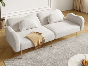 Kanapa 2-osobowa - Oparcie regulowane - Nogi z metalem złoconym - Biały