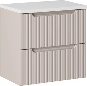 Szafka podumywalkowa z szufladami Nova 60 cm z blatem, kaszmir/biały mat