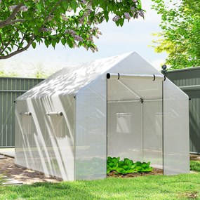 Outsunny Szklarnia 3 x 2 x 2 m tunel foliowy z 4 oknami z siatką, szerokimi rolowanymi drzwiami na zamek, moskitierą, UV-odporna | Aosom PL