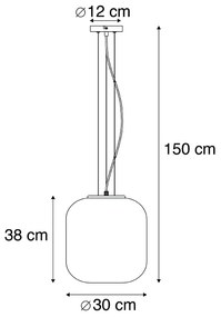 Lampa wisząca art deco mosiądz różowe szkło - Bliss ArtDeco Oswietlenie wewnetrzne