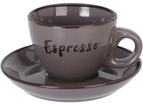 Filiżanka kamionkowa ze spodkiem Espresso, 100 ml,ciemnoszara