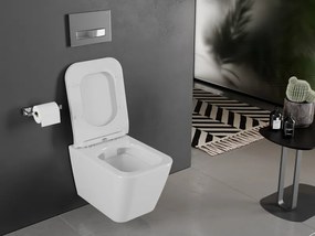 Mexen Cube miska wc Rimless z deską wolnoopadającą slim, duroplast, biała połysk - 30924000