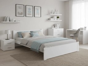 Łóżko IKAROS 160 x 200 cm, białe Stelaż: Ze stelażem listwowym rolowanym elastycznym, Materac: Materac Sommera