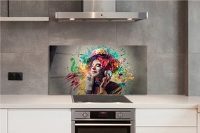 Panel szklany do Kuchni Artystyczny Klaun i Muzyka