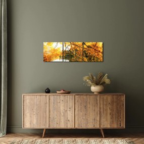 Obraz - Jesienne drzewo (z zegarem) (90x30 cm)