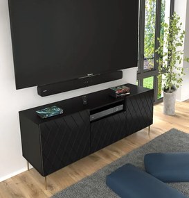 Szafka rtv czarny mat + złota rama - Nevia 3X