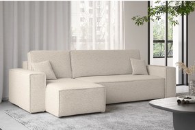 Narożnik z funkcją spania i pojemnikiem, Sofa w kształcie L, BEST L, tkanina Abriamo, Beżowy, Lewy