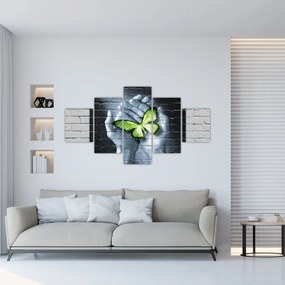 Obraz - Zielony motyl w ścianie (125x70 cm)