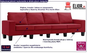 Ponadczasowa 4-osobowa czerwona sofa - Lurra 4Q