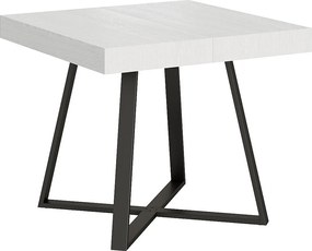 Stół rozkładany 90/194x90 cm Abbraccio frassino biała nogi antracytowe