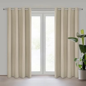 Zasłona gotowa matowa elegancka ciemny beż na przelotkach 140x250 cm