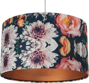 Miedziana lampa wisząca z kloszem w kwiaty - S380 L3-T47