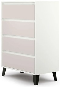 Komoda z 4 szufladami na czarnych nóżkach biały + kaszmir R7-N73