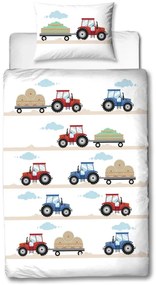 PrzytulneMieszkanie.pl PrzytulneMieszkanie.pl Dziecięca pościel flanelowa TRACTOR biała Rozmiar pościeli: 80 x 80 cm | 135 x 200 cm