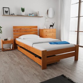 Łóżko PARIS podwyższone 90 x 200 cm, olcha Stelaż: Ze stelażem listwowym rolowanym, Materac: Materac Somnia 18 cm